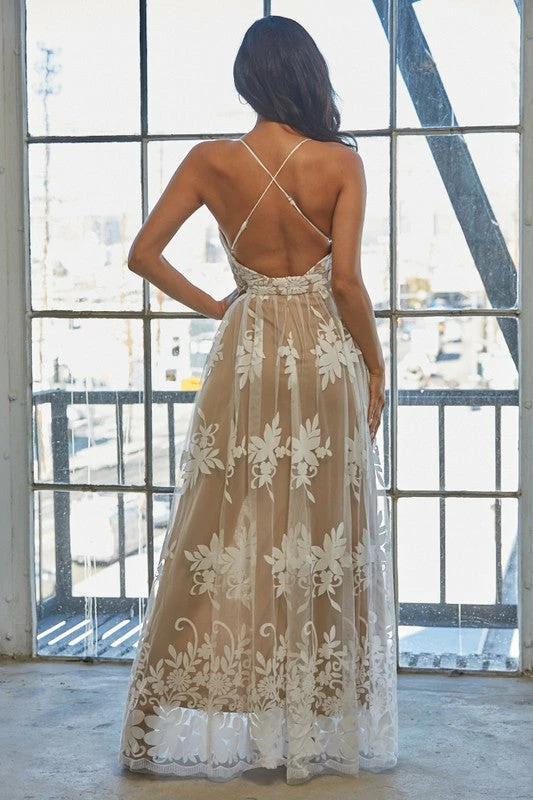 Vintageshop New Arrivals Ivory/Taupe Maxi Dress 4 Vintageshop New Arrivals Ivory/Taupe Maxi Dress