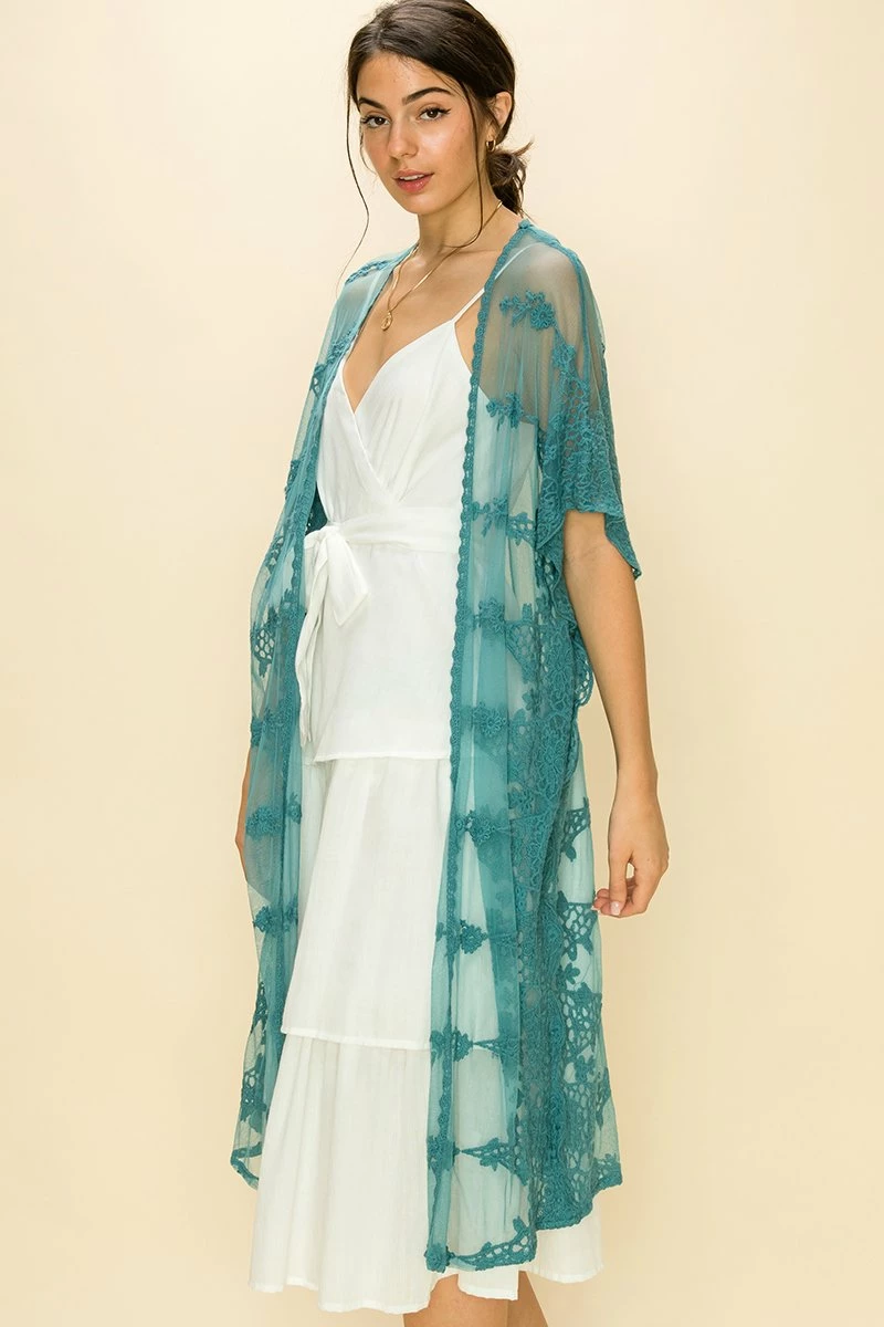 Hyfve Final Sale Teal Lace Kimono 3 Hyfve Final Sale Teal Lace Kimono