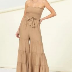 Hyfve Taupe Strapless Jumpsuit New Arrivals