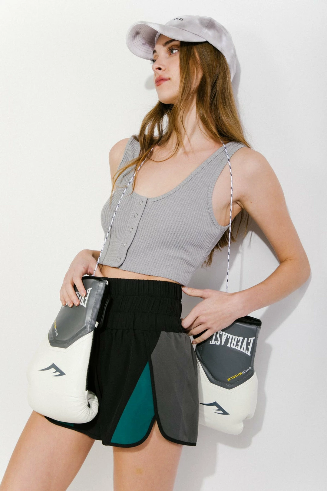 Very J New Arrivals Black/Teal Color Block Active Shorts 2 Very J New Arrivals Black/Teal Color Block Active Shorts