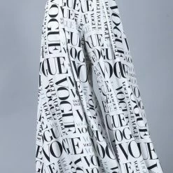 Nylon New Arrivals White Palazzo Print Pants