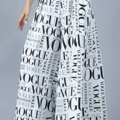Nylon New Arrivals White Palazzo Print Pants