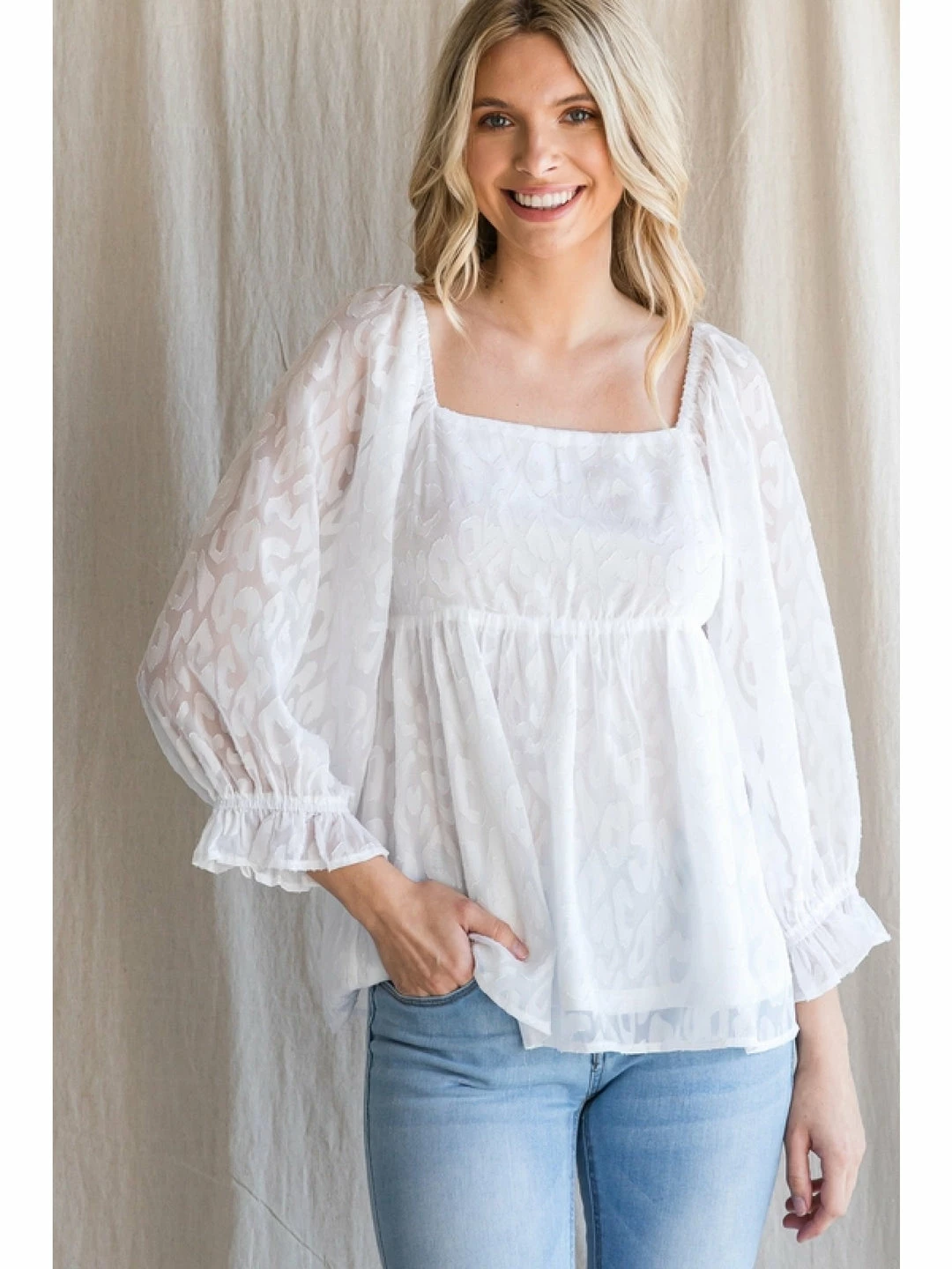 Jodifl White Leopard Babydoll Top 1 Jodifl White Leopard Babydoll Top