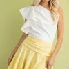 Glam White Pleated One Shoulder Top New Arrivals