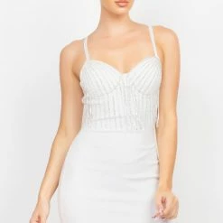 Irishbasic White Rhinestone/Fringe Dress