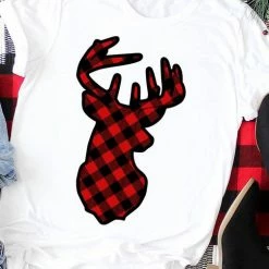 Kissed Apparel White Deer Plaid Tee