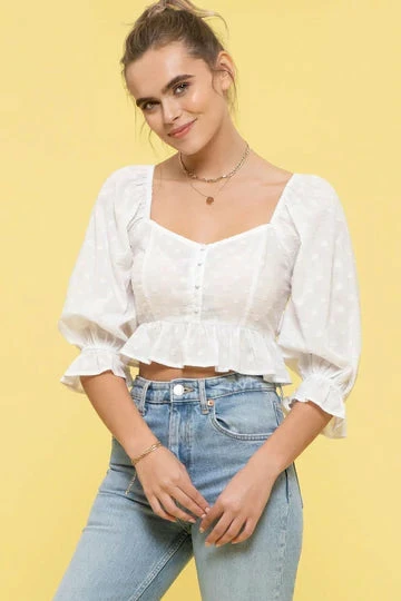 Blu Pepper New Arrivals White 3/4 Sleeve Crop Top 1 Blu Pepper New Arrivals White 3/4 Sleeve Crop Top