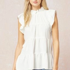 Entro White Ruffle Sleeve Top New Arrivals 11 Entro White Ruffle Sleeve Top New Arrivals