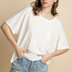 Very J White Pocket Casual Top