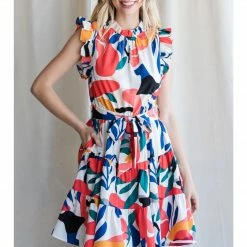 Jodifl New Arrivals Print Frill Ruffle Dress