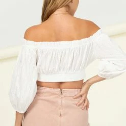 Hyfve White Off Shoulder Crop Top