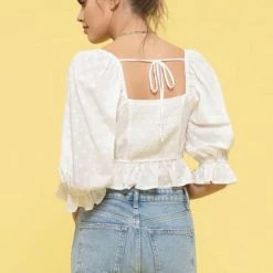 Blu Pepper New Arrivals White 3/4 Sleeve Crop Top 4 Blu Pepper New Arrivals White 3/4 Sleeve Crop Top