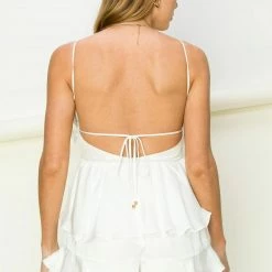 Hyfve New Arrivals White Ruffled Backless Romper 5 Hyfve New Arrivals White Ruffled Backless Romper