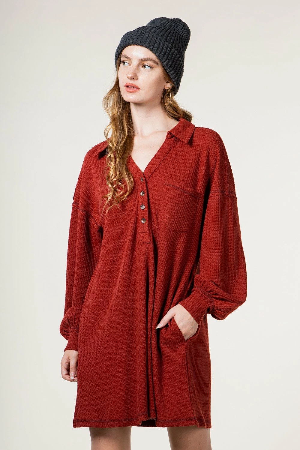 Very J Wine Waffle Knit Dress 1 Very J Wine Waffle Knit Dress