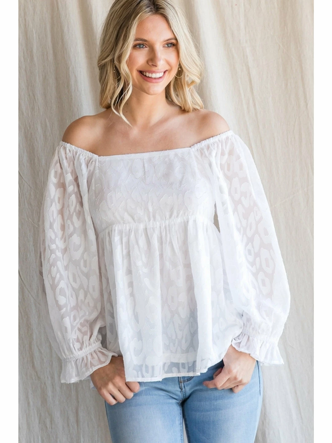 Jodifl White Leopard Babydoll Top 2 Jodifl White Leopard Babydoll Top