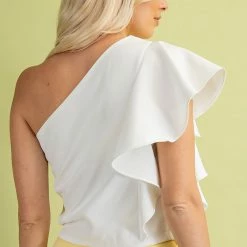 Glam White Pleated One Shoulder Top New Arrivals 5 Glam White Pleated One Shoulder Top New Arrivals
