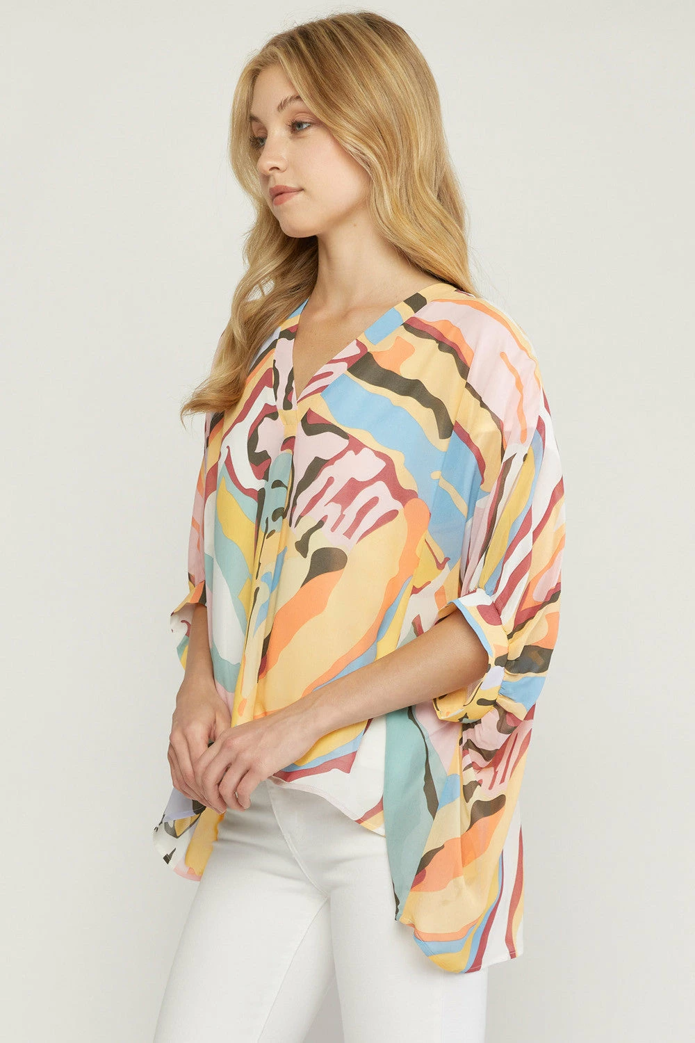 Entro Abstract Print V Neck Top New Arrivals 2 Entro Abstract Print V Neck Top New Arrivals