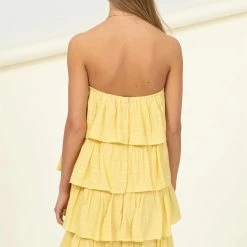 Hyfve New Arrivals Yellow Ruffle Strapless Dress 6 Hyfve New Arrivals Yellow Ruffle Strapless Dress