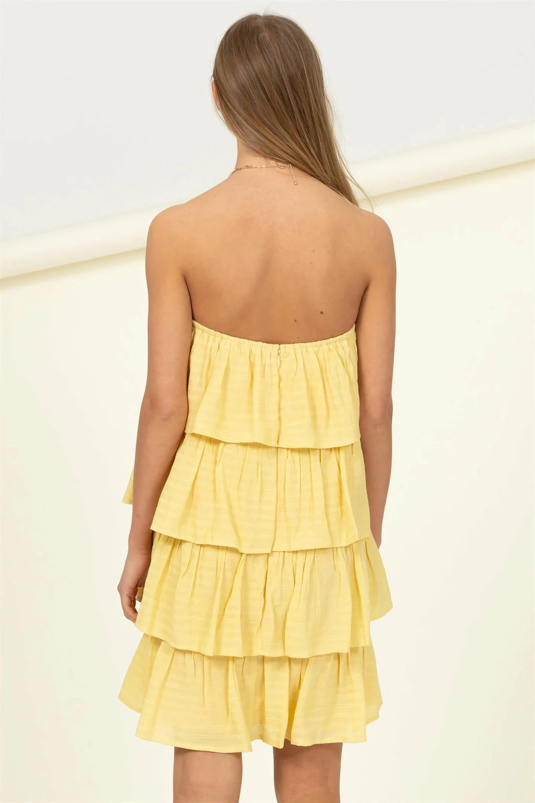 Hyfve New Arrivals Yellow Ruffle Strapless Dress 3 Hyfve New Arrivals Yellow Ruffle Strapless Dress